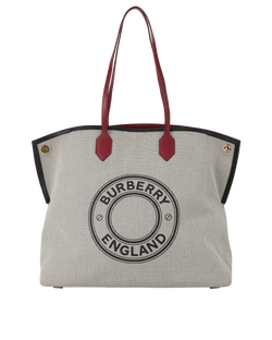 Society Tote, Canvas, Beige/Burgundy, MII, B, 3*